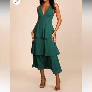 Emerald green wedding guest dress